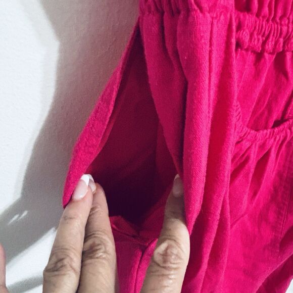 Universal Thread Linen Jumpsuit Plus Sz XXL Pink VNeck Cutout Back Elastic Waist - Picture 7 of 9